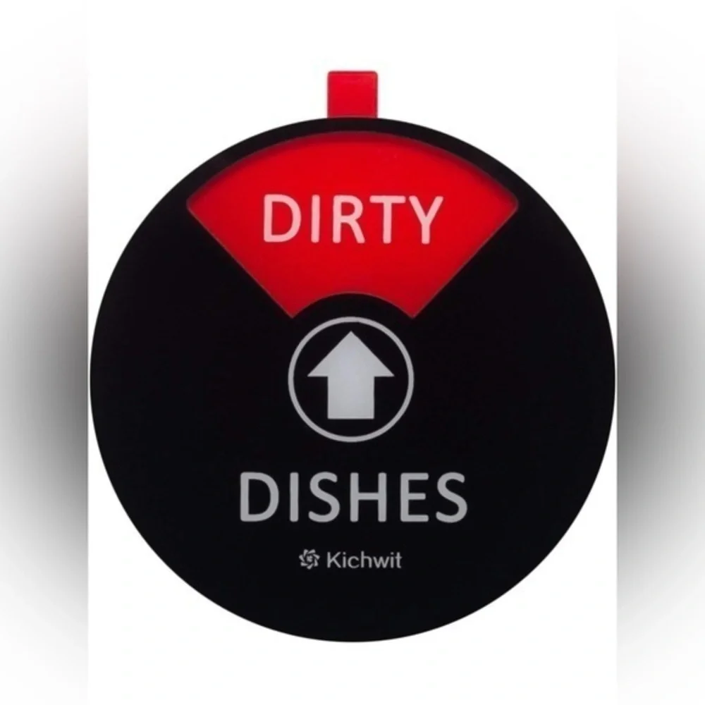 Kichwit Clean Dirty Dishwasher Magnet Sign – 4 Inch Round, Black